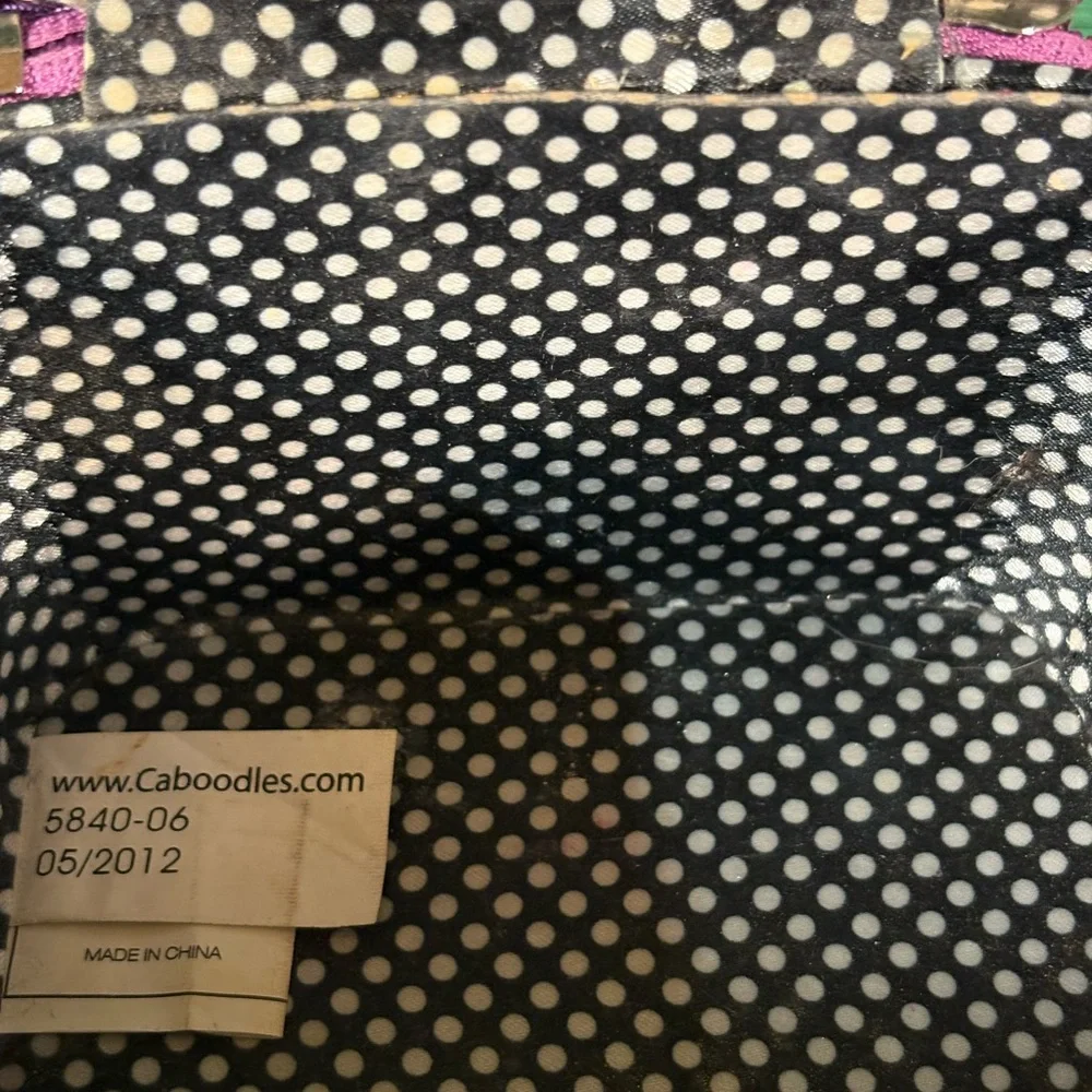 Caboodles Go Getter Small Purple Train Case Polka Dots and Mirror Inside